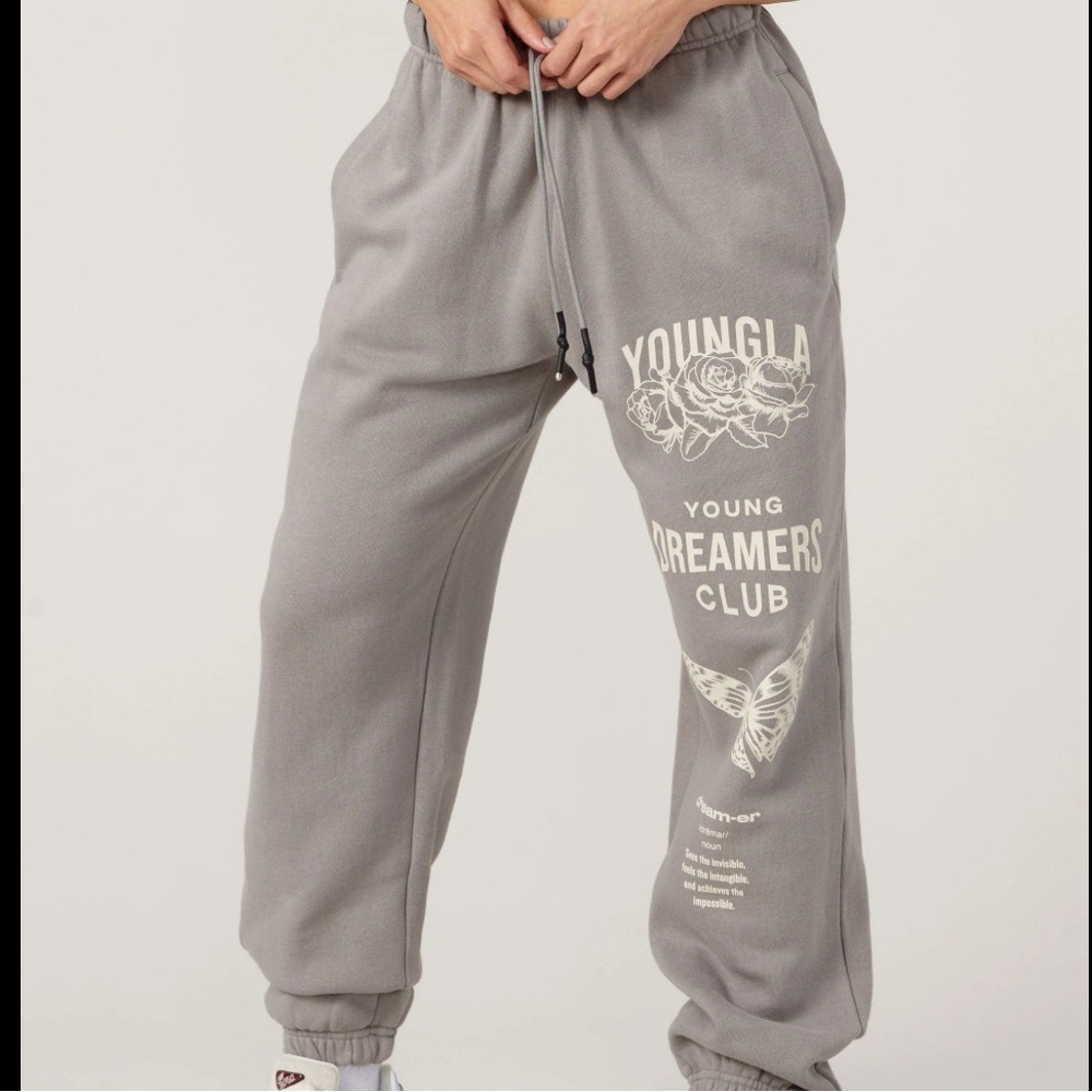 Young Dreamers Club Gray Graphic Drawstring Sweatpants